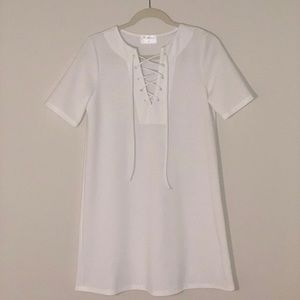 White Strung V-neck Dress